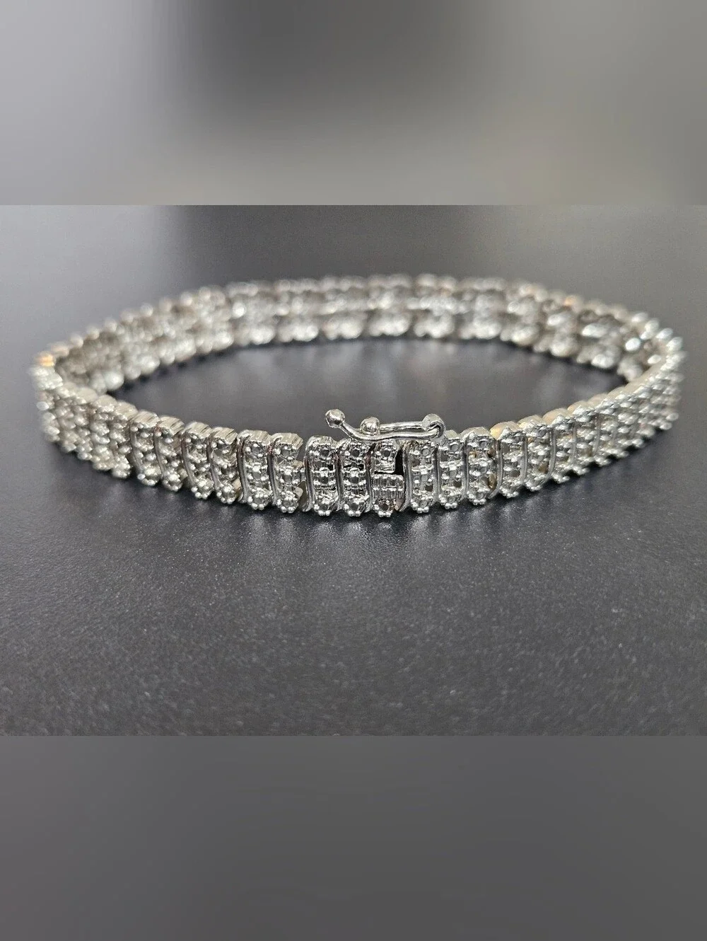 925 S Pattern Diamond Tennis Bracelet 1.00ct t.w. Sterling Silver 7.5